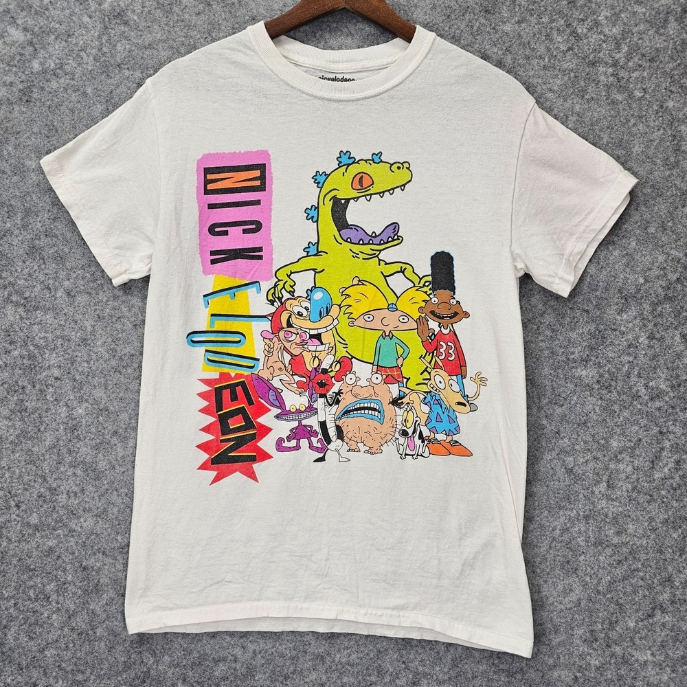 90s Nickelodeon T Shirt Small Graphic Tee Cartoon Arnold Rocko TV Show Kidcore